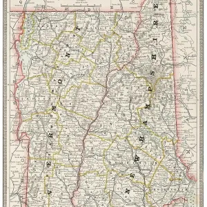 Map of the state of New Hampshire and Vermont, USA 1883 Map of the state of New Hampshire and Vermont, USA 1883
