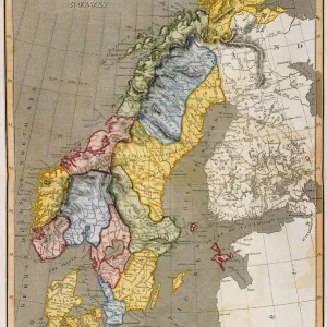 Map of Sweden with Denmark and Norway