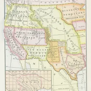 Map Of The Texas Controversy & Territorial Adjustment (1836 - 1850) Map Of The Texas Controversy & Territorial Adjustment (1836 - 1850)