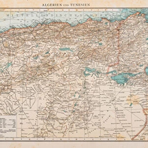 Map of Tunisia and Algeria 1896