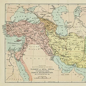 Map of Turkey, Persia, Afghanistan, Syria