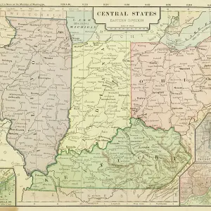 Map of USA Eastern Central states 1899 Map of USA Eastern Central states 1899