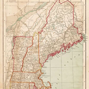 Map of USA New England 1877