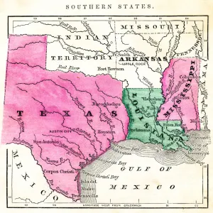 USA Maps Metal Print Collection: USA Southern States Historical Maps