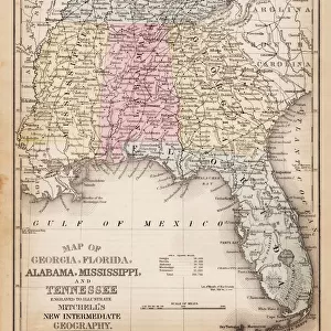 Map of USA Southern states 1881