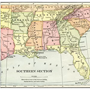 Map of USA southern states 1897
