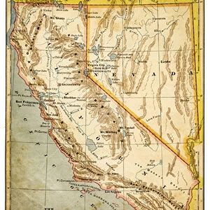 Map of USA Western states 1883