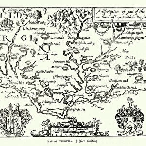 Map of Virginia, 17th Century After Captain John Smith