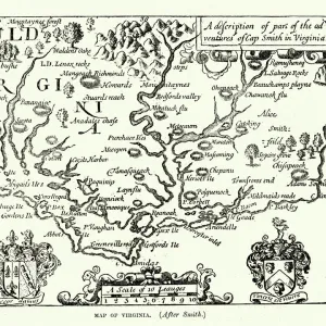 Map of Virginia, 17th Century After Captain John Smith