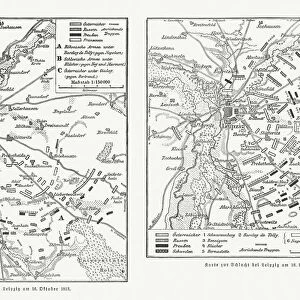 Maps of Battle of Leipzig, Napolionic wars, 1813, published 1897