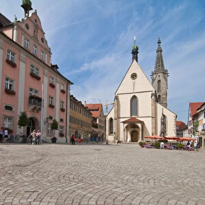 Market square, baroque town hall, the smallest cathedral in Germany, St. Martins Cathedral, 15th century, Rottenburg on the Neckar River, Baden-Wuerttemberg, Germany, Europe