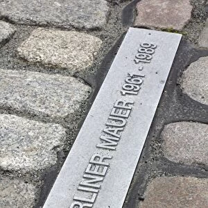 Marking on the ground showing the course of the former Berlin Wall, Government District, Berlin, Berlin, Germany