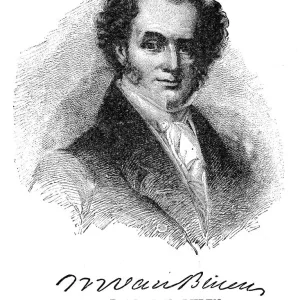 Martin Van Buren - USA President engraving with his signature 1888 Martin Van Buren - USA President engraving with his signature 1888