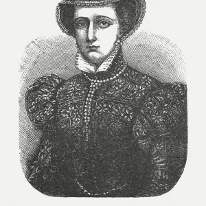 Mary I of Scotland (1542-1587), wood engraving, published in 1881