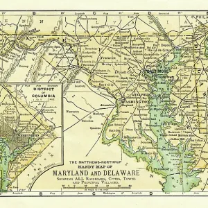 Maryland Delaware USA map 1898 Maryland Delaware USA map 1898