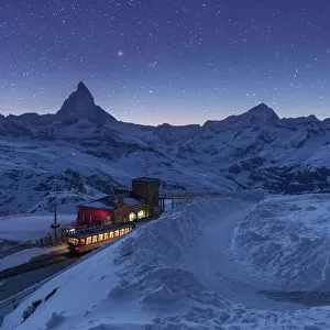 Matterhorn with Gornergrat train station with stars