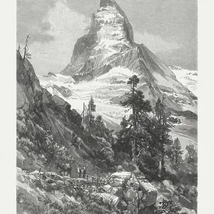 The Matterhorn Print: A Wood Engraving of the Swiss Alps The Matterhorn Print: A Wood Engraving of the Swiss Alps