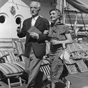 Mature couple on deck of boat