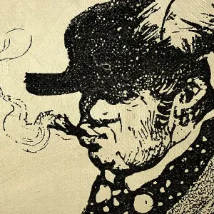 Mature man smoking a cigar, tobacco, German Art Nouveau, 1890s, 19th Century Mature man smoking a cigar, tobacco, German Art Nouveau, 1890s, 19th Century