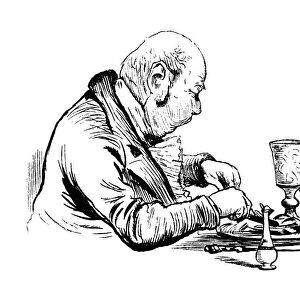 Mature Victorian gentleman enjoying his dinner