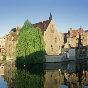 Medieval Buildings Reflected in the River Djiver, Bruges, Belgium
