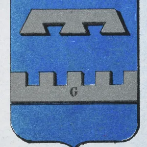 Medieval heraldry, Coat of arms, Shield with Silver, Label, Blue, Spanish, Vintage illustration Medieval heraldry, Coat of arms, Shield with Silver, Label, Blue, Spanish, Vintage illustration