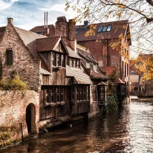 Medieval House and Canal Print Medieval House and Canal Print