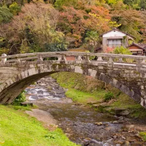 Megane, akizuki, attraction, background, bridge, colorful, culture, fall, famous