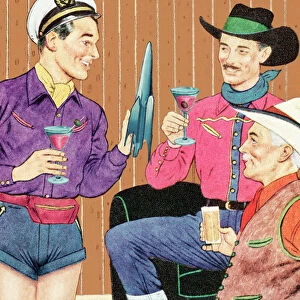 Three Men Drinking Cocktails