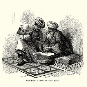 Men washing hands Middle East, 19th Century