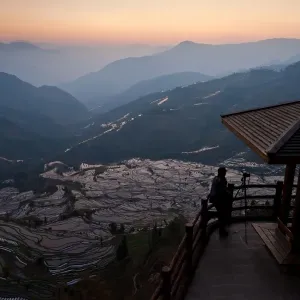 Mengping Rice Terraces Sunset Print