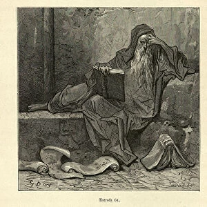 Merlin reading books on magic. Orlando Furioso