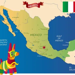 Mexico Cartoon Map Print