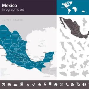 Mexico - Infographic map - illustration Mexico - Infographic map - illustration