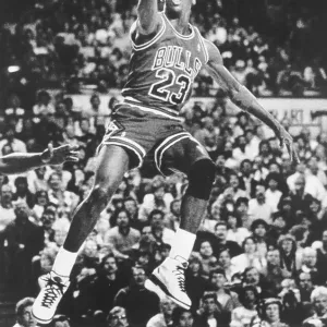 Michael Jordan Hangs on Hoop Rim Print. Art Prints, Posters