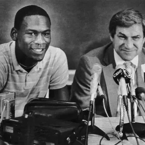 Michael Jordan and Coach Dean Smith at News Conference Michael Jordan and Coach Dean Smith at News Conference