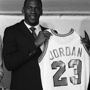 Michael Jordan Displaying His Team Jersey Michael Jordan Displaying His Team Jersey