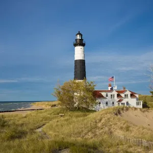 Michigan Lake shore with Big Sable Point Lighthouse, Ludington, Mason County, Michigan Michigan Lake shore with Big Sable Point Lighthouse, Ludington, Mason County, Michigan