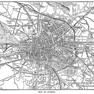 Mapa del siglo XIX de Dublín, Irlanda. Mapa del siglo XIX de Dublín, Irlanda.