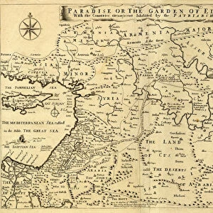 Middle East Ancient Map, Garden of Eden, 1675