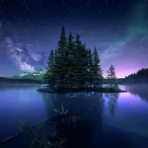 Milky way and Aurora Borealis at Two Jack Lake Milky way and Aurora Borealis at Two Jack Lake