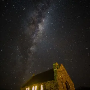Milky way over the church of Good Shepherd Milky way over the church of Good Shepherd