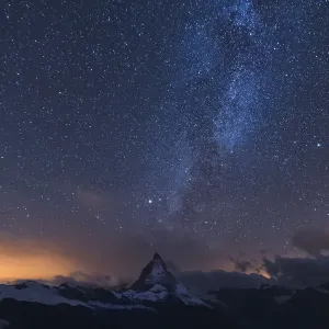Milky Way Galaxy Print over Matterhorn Mountain Milky Way Galaxy Print over Matterhorn Mountain
