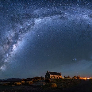 Milky Way Rising Above Church Of Good Shepherd, Tekapo, New Zealand