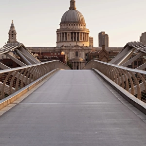 Millenium Bridge and St Pauls Cathedral, London, England, United Kingdom