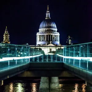 The Millennium Bridge at night, London