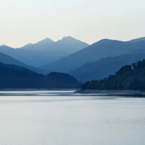 Minimal blue lakescape at sunset Minimal blue lakescape at sunset
