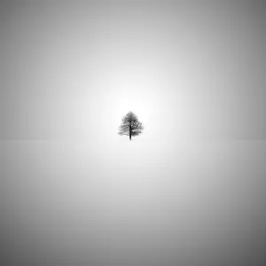 Minimalist tree in black and white illustration and art print Minimalist tree in black and white illustration and art print