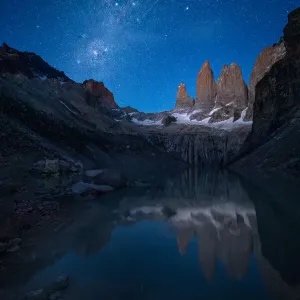 Torres del Paine National Park Print - Milky Way Over Lake and Towers Torres del Paine National Park Print - Milky Way Over Lake and Towers