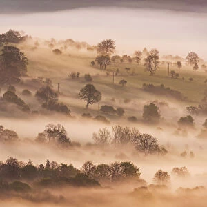 Misty valleys of the English Peak District. UK